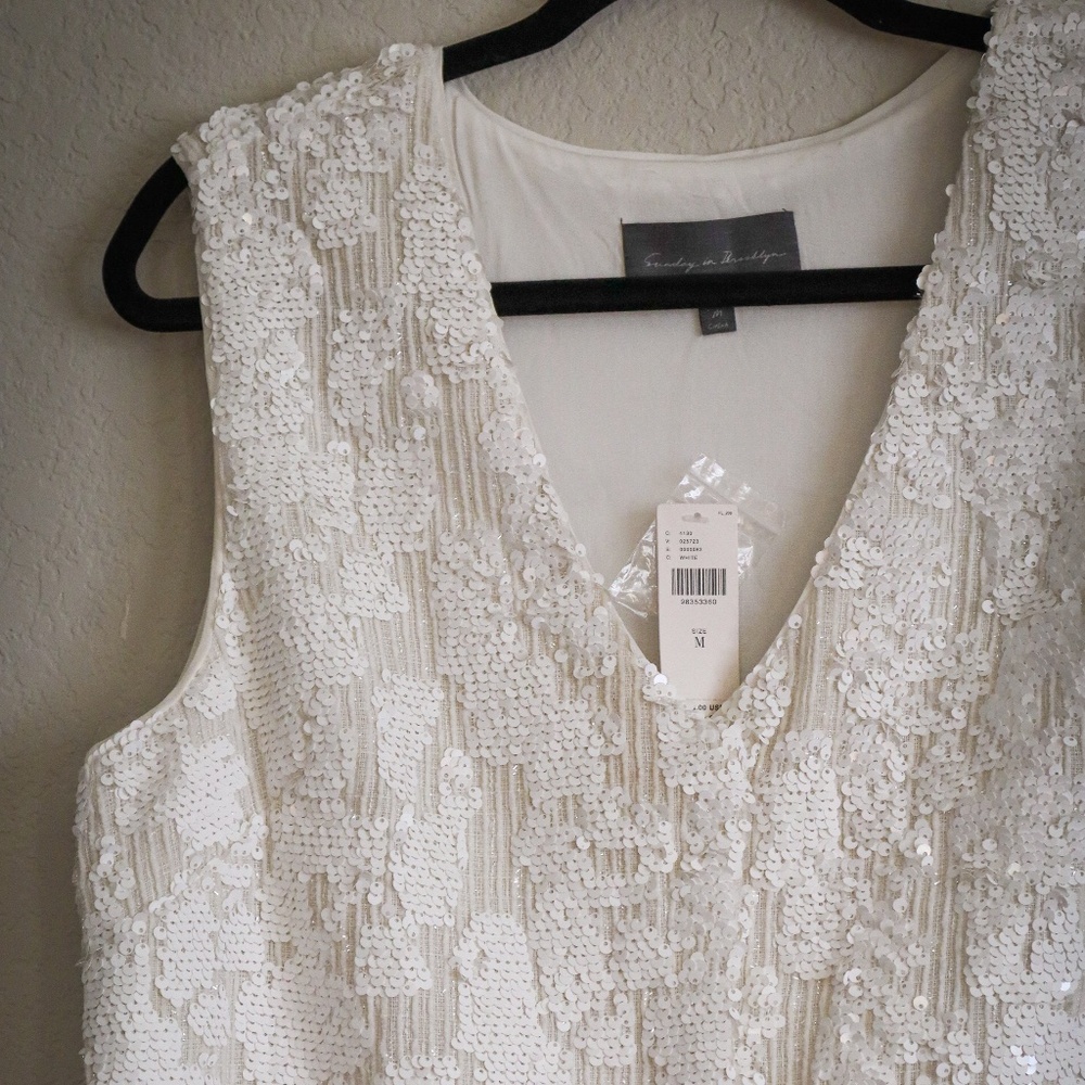 NWT Anthropologie x Sunday in Brooklyn Cream Sleeveless Dress